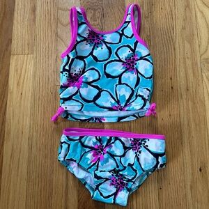 Osh Kosh bgosh Floral Kids Swim Set - Blue and Pink size 18 month